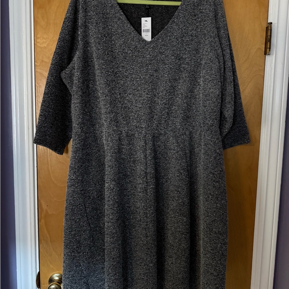 Gray V-Neck Women's Dress